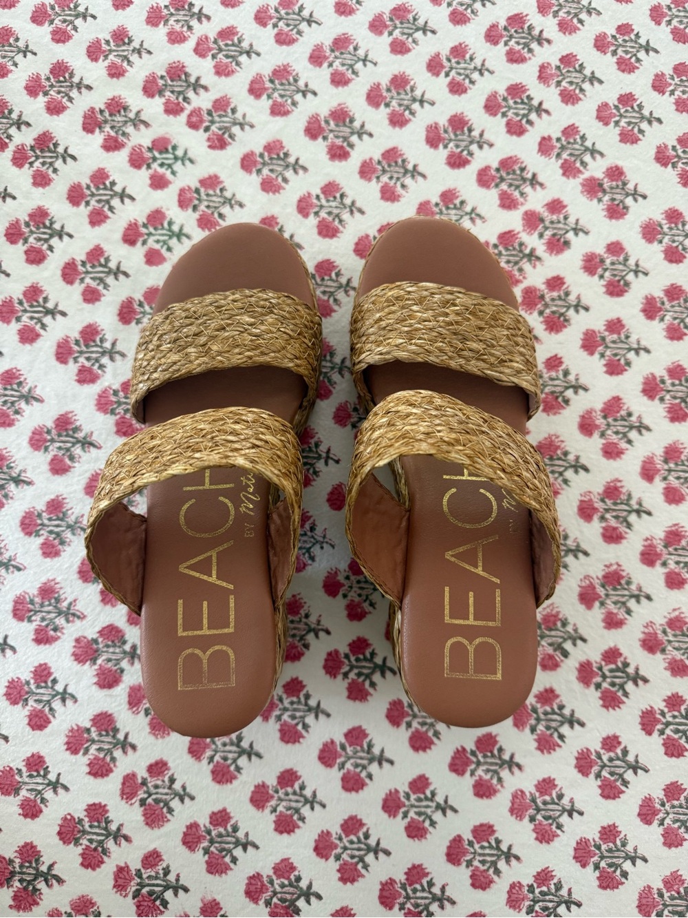 BEACH by Mattisse Barley Woven Double-Strap Slide Sandals - Tan